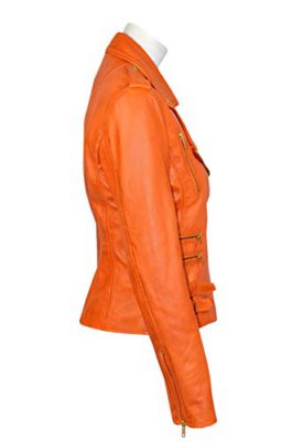 MYSTIQUE-Mesdames-orange-style-motard-Moto-Designer-Nappa-Veste-en-cuir-0-3