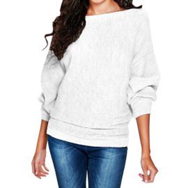 SUNNOW-Femme-Sexy-Pull-Tricot-Epaule-Nue-Manches-Longues-Batwing-Jumpers-Sweater-Hauts-Sweatshirt-0