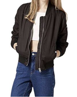 StyleDome Femme Veste Zipper Manches Longues Slim Casual Baseball Vntage Manteau Bomber Blouson StyleDome Femme Veste Zipper Manches Longues Slim Casual Baseball Vntage Manteau Bomber Blouson