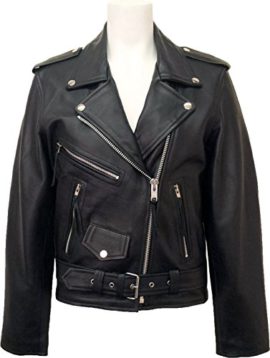 UNICORN-Femmes-Rel-en-cuir-Veste-Classique-Brando-Biker-style-Noir-B3-0