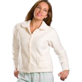 Veste de pyjama en polaire douce et chaude – femme – fermeture par boutons – ivoire – 38-52 Veste de pyjama en polaire douce et chaude – femme – fermeture par boutons – ivoire – 38-52