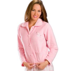 Veste de pyjama en polaire douce et chaude – femme – fermeture par boutons – rose – 38-52 Veste de pyjama en polaire douce et chaude – femme – fermeture par boutons – rose – 38-52