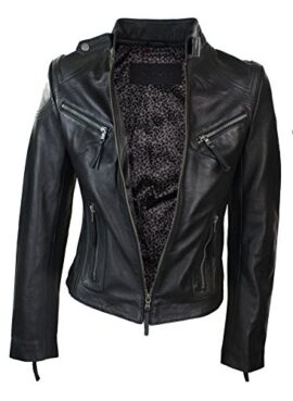 Veste perfecto femme cuir véritable noir style biker tailles XS-5XL Veste perfecto femme cuir véritable noir style biker tailles XS-5XL 5