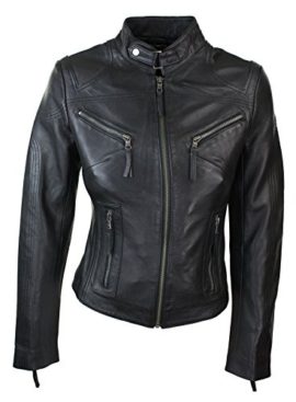 Veste perfecto femme cuir véritable noir style biker tailles XS-5XL Veste perfecto femme cuir véritable noir style biker tailles XS-5XL 2