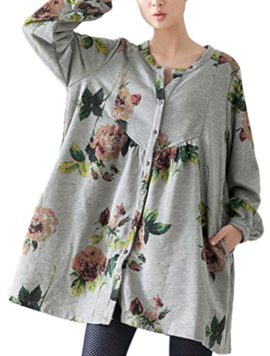 Vogstyle femme manteau floral texturé imprimé coton Vogstyle femme manteau floral texturé imprimé coton