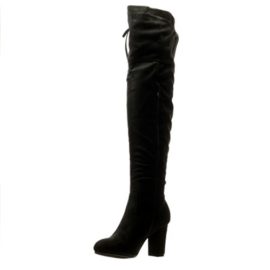 Angkorly-Chaussure-Mode-Cuissarde-Botte-cavalier-sexy-souple-femme-noeud-lacets-Talon-haut-bloc-85-CM-Noir-0-0