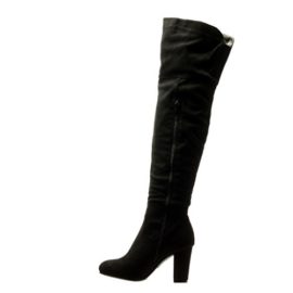 Angkorly-Chaussure-Mode-Cuissarde-Botte-cavalier-sexy-souple-femme-noeud-lacets-Talon-haut-bloc-85-CM-Noir-0-2