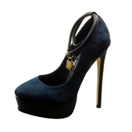 Angkorly – Chaussure Mode Escarpin plateforme sexy femme bijoux doré Talon haut aiguille 14 CM – Bleu Angkorly – Chaussure Mode Escarpin plateforme sexy femme bijoux doré Talon haut aiguille 14 CM – Bleu 2