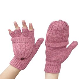 Butterme Femmes Mitaines les Gants de fille avec pli poche arrière main chaude demi-doigt flip laine tricotée Mitaines Butterme Femmes Mitaines les Gants de fille avec pli poche arrière main chaude demi-doigt flip laine tricotée Mitaines