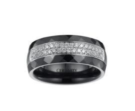 Ceranity-1-120008-N-Bague-Femme-Deux-Rangs-Argent-9251000-28-gr-Oxyde-de-zirconium-Cramique-Noir-0