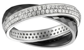 Ceranity-1-120063-N-Bague-Anneaux-Multiples-Femme-Argent-9251000-196-gr-Cramique-Oxyde-de-zirconium-NoirBlanc-0