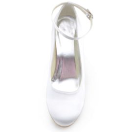 ElegantPark A610 Escarpins Femme Satin Bout Rond Bride Cheville Compense Chaussures de mariee Bal ElegantPark A610 Escarpins Femme Satin Bout Rond Bride Cheville Compense Chaussures de mariee Bal 4