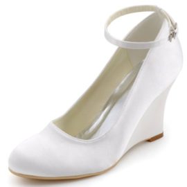 ElegantPark A610 Escarpins Femme Satin Bout Rond Bride Cheville Compense Chaussures de mariee Bal ElegantPark A610 Escarpins Femme Satin Bout Rond Bride Cheville Compense Chaussures de mariee Bal