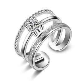 Femme Bague Réglable Simplicité Argent 925 des Lignes à trois anneaux Anneau de la Queue Femme Bague Réglable Simplicité Argent 925 des Lignes à trois anneaux Anneau de la Queue