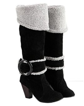 Minetom Femme Automne Hiver Genoux Boots Talon Haut Boucle Bottes Chunky Talon Biker Bottes Minetom Femme Automne Hiver Genoux Boots Talon Haut Boucle Bottes Chunky Talon Biker Bottes