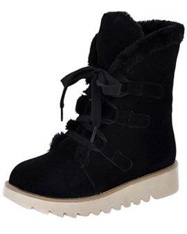 Minetom-Femmes-Automne-Et-Hiver-Plat-Bottines-Chaud-Fourrure-Bottes-De-Neige-Lace-up-Chaussures-0-0