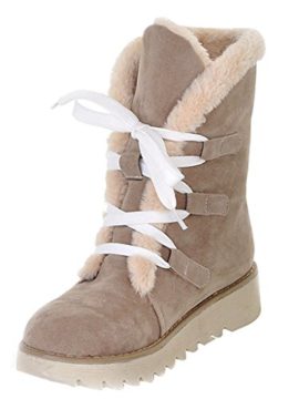 Minetom-Femmes-Automne-Et-Hiver-Plat-Bottines-Chaud-Fourrure-Bottes-De-Neige-Lace-up-Chaussures-0-2