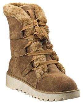 Minetom-Femmes-Automne-Et-Hiver-Plat-Bottines-Chaud-Fourrure-Bottes-De-Neige-Lace-up-Chaussures-0