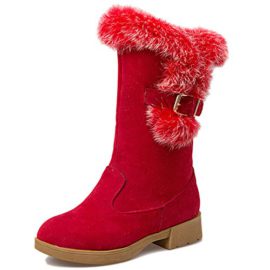 OALEEN Bottes de Neige Fourrure Effet Daim Chaussures Talon Bloc Bottines Chaude Hiver Plateforme Femme OALEEN Bottes de Neige Fourrure Effet Daim Chaussures Talon Bloc Bottines Chaude Hiver Plateforme Femme