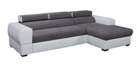 Relaxima Trésor Canapé Dangle Convertible Droit Avec Coffre Têtière Amovible Bois Blancgris 266 X 160 X 90 Cm