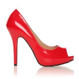 TIA-Chaussures--talons-aiguilles-Plateforme-Bout-ouvert-Rouge-Vernis-0