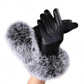 Vovotrade®Femmes Gants en cuir Automne Hiver gants de fourrure de lapin chaud mitaines Vovotrade®Femmes Gants en cuir Automne Hiver gants de fourrure de lapin chaud mitaines