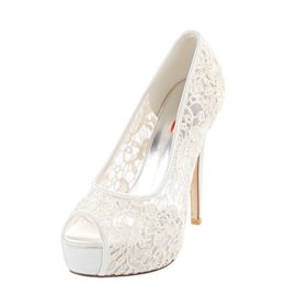 Zicac-chaussures-de-marriage-femmedentelle-Talon-stiletto-bout-ouvert-Plateforme-Escarpins-Sandales-blanc-0