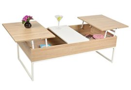 ts-ideen Table de salon Table d’appoint Table basse design Bois + panneau laqué blanc ts-ideen Table de salon Table d’appoint Table basse design Bois + panneau laqué blanc 5