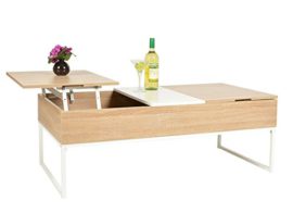 ts-ideen Table de salon Table d’appoint Table basse design Bois + panneau laqué blanc ts-ideen Table de salon Table d’appoint Table basse design Bois + panneau laqué blanc