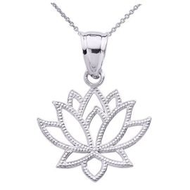 925-Argent-Fin-Lotus-Fleur-Pendentif-Collier-0