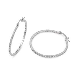 925 Boucles D’Oreilles Cerceau en Argent Fin à Zircon Cubique – Ensembles Prong 925 Boucles D’Oreilles Cerceau en Argent Fin à Zircon Cubique – Ensembles Prong 2