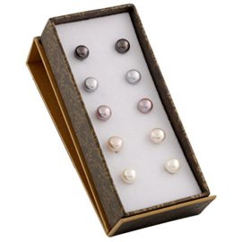 Bella Pearls – Lot de 5 paires de boucles d’oreilles – perles d’eau douce et argent sterling – 7mm Bella Pearls – Lot de 5 paires de boucles d’oreilles – perles d’eau douce et argent sterling – 7mm