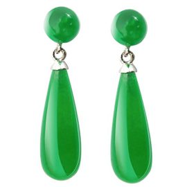 Boucles d’oreille pendante en jade et argent sterling – env. 2,7 cm – vert Boucles d’oreille pendante en jade et argent sterling – env. 2,7 cm – vert 2