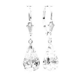 Boucles d’oreilles en argent sterling vec des cristaux Teardrop de SWAROVSKI® levier vers l’arrière. Boucles d’oreilles en argent sterling vec des cristaux Teardrop de SWAROVSKI® levier vers l’arrière. 4