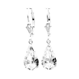 Boucles d’oreilles en argent sterling vec des cristaux Teardrop de SWAROVSKI® levier vers l’arrière. Boucles d’oreilles en argent sterling vec des cristaux Teardrop de SWAROVSKI® levier vers l’arrière.