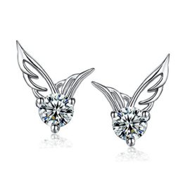 DDU(TM) 1 Paire Argent Aile d’Ange Cristal de Diamant Boucles d’Oreilles Ciselées Clou d’Oreille DDU(TM) 1 Paire Argent Aile d’Ange Cristal de Diamant Boucles d’Oreilles Ciselées Clou d’Oreille