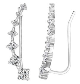 Elensan Paire de boucles d’oreilles hypoallergéniques en argent sterling 925 ornées de 7 cristaux Elensan Paire de boucles d’oreilles hypoallergéniques en argent sterling 925 ornées de 7 cristaux