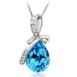 En argent sterling 925 goutte d’eau swarovski element cristal pendentif Fashion Jewelry Collier pour Femmes, 45,7 cm En argent sterling 925 goutte d’eau swarovski element cristal pendentif Fashion Jewelry Collier pour Femmes, 45,7 cm