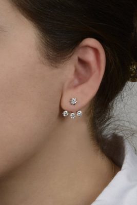 Everyday-June-Femme-2-Way-FrontBack-Double-Boucles-Doreilles-Quatre-toiles-Plaqu-argent-Oxyde-de-Zirconium-Transparent-0-0