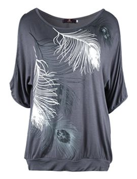 ISASSY Femme Casual épaule nue Manches Plume Imprimé Manches courtes Top Blouse Chemiser Tee T-shirt ISASSY Femme Casual épaule nue Manches Plume Imprimé Manches courtes Top Blouse Chemiser Tee T-shirt 3