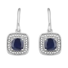 Jewelili femme  Argent 925/1000  Argent|#Silver Coussin   Bleu Saphir FASHIONEARRING Jewelili femme  Argent 925/1000  Argent|#Silver Coussin   Bleu Saphir FASHIONEARRING