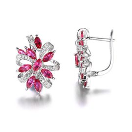 JewelryPalace 3.19ct Magnifique Boucles d’Oreilles Clips Créolets Fleur Rouge Femme en Argent Sterling 925 en Rubis de Synthèse JewelryPalace 3.19ct Magnifique Boucles d’Oreilles Clips Créolets Fleur Rouge Femme en Argent Sterling 925 en Rubis de Synthèse 2