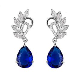 LORELYS-Cadeau-Saint-Valentin-Femme-Venise-Boucles-Doreilles-Cristal-Autrichien-Bleu-Ocan-Serti-De-Cristaux-Transparent-Plaqu-Or-Blanc-0