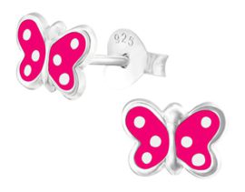 Laimons – Boucles d’oreille pour enfant – argent sterling 925 – papillon – blanc/rose Laimons – Boucles d’oreille pour enfant – argent sterling 925 – papillon – blanc/rose