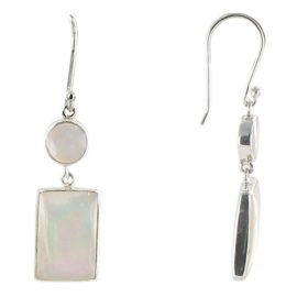 Les Poulettes Bijoux – Boucles d’Oreilles Argent Pastilles et Rectangle en Nacre Blanc Les Poulettes Bijoux – Boucles d’Oreilles Argent Pastilles et Rectangle en Nacre Blanc