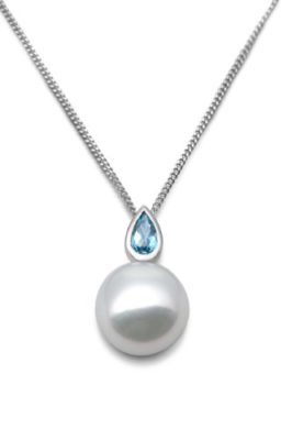 Miore-Collier-avec-Pendentif-Femme-Or-Blanc-3751000-9-carats-154-gr-Topaze-Perle-deau-douce-45-cm-0-0