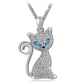 Pauline & Morgen « Molly » Chat Collier Femme Fille Cristal Bleu Plaque Or Blanc. Un cadeau ideal pour les amoureux des chats ! Pauline & Morgen « Molly » Chat Collier Femme Fille Cristal Bleu Plaque Or Blanc. Un cadeau ideal pour les amoureux des chats ! 2