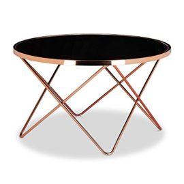 Relaxdays Table basse ronde COPPER en cuivre et verre noir table appoint ronde canapé HxlxP: 49 x 85 x 85 cm design moderne plateau en verre canapé salon original, couleur cuivré Relaxdays Table basse ronde COPPER en cuivre et verre noir table appoint ronde canapé HxlxP: 49 x 85 x 85 cm design moderne plateau en verre canapé salon original, couleur cuivré 2