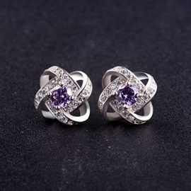 SWEETIEE – 925 Pur Argent Clous d’Oreilles, Fleur avec Micro Pave AAA Zircon Violet/Blanc, Platine, 10mm SWEETIEE – 925 Pur Argent Clous d’Oreilles, Fleur avec Micro Pave AAA Zircon Violet/Blanc, Platine, 10mm 3