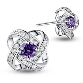 SWEETIEE – 925 Pur Argent Clous d’Oreilles, Fleur avec Micro Pave AAA Zircon Violet/Blanc, Platine, 10mm SWEETIEE – 925 Pur Argent Clous d’Oreilles, Fleur avec Micro Pave AAA Zircon Violet/Blanc, Platine, 10mm 2